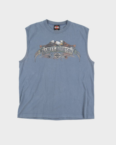 Harley Davidson Blue Sleeveless T-Shirt - XL