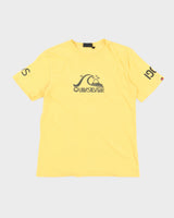 00s Quiksilver Yellow Printed T-Shirt - M