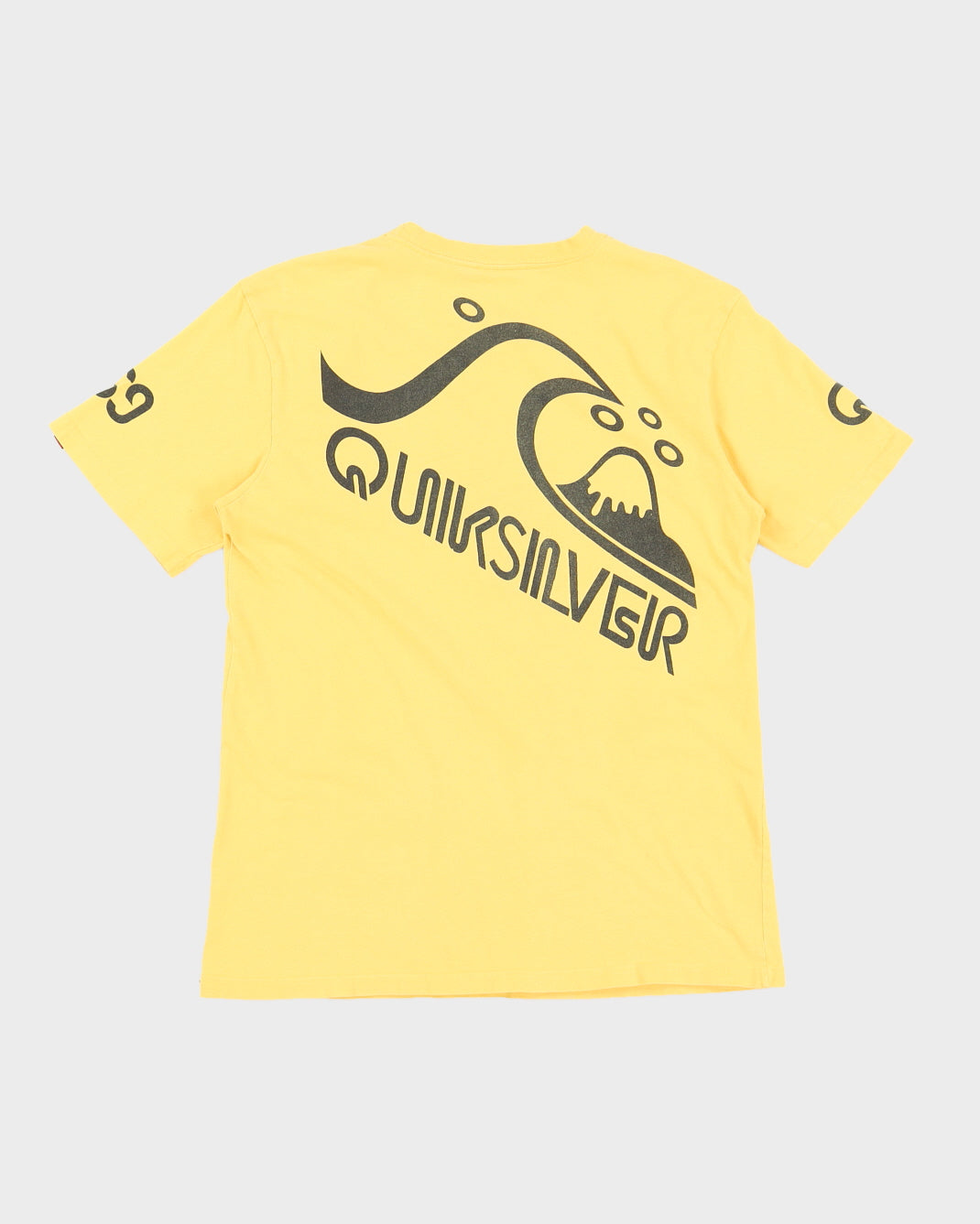 00s Quiksilver Yellow Printed T-Shirt - M