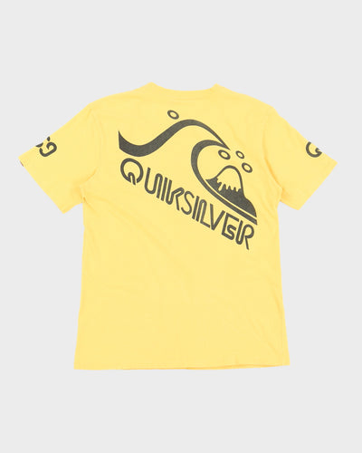 00s Quiksilver Yellow Printed T-Shirt - M