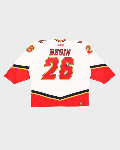 2000 NHL CCM Calgary Flames Steve Bégin #26 Signed White Jersey XXL