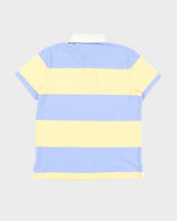 Vintage 90s Ralph Lauren Yellow / Blue Striped Polo Shirt - L