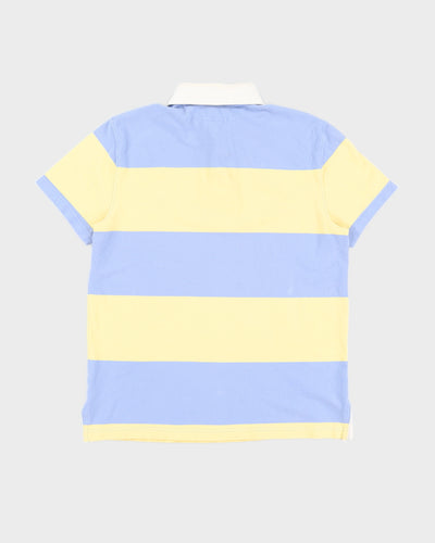 Vintage 90s Ralph Lauren Yellow / Blue Striped Polo Shirt - L