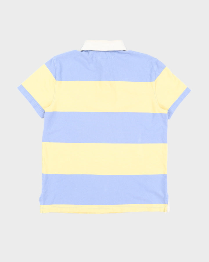 Vintage 90s Ralph Lauren Yellow / Blue Striped Polo Shirt - L