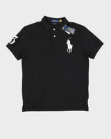 Polo By Ralph Lauren Black With Enlarged Logo Polo Shirt - M