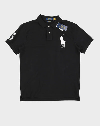 Polo By Ralph Lauren Black With Enlarged Logo Polo Shirt - M