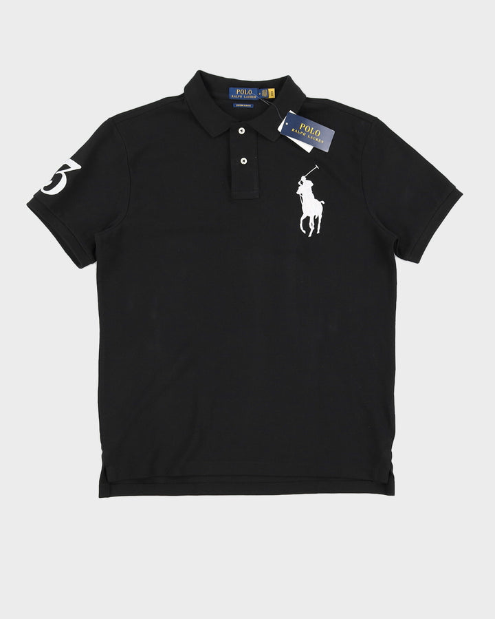 Polo By Ralph Lauren Black With Enlarged Logo Polo Shirt - M