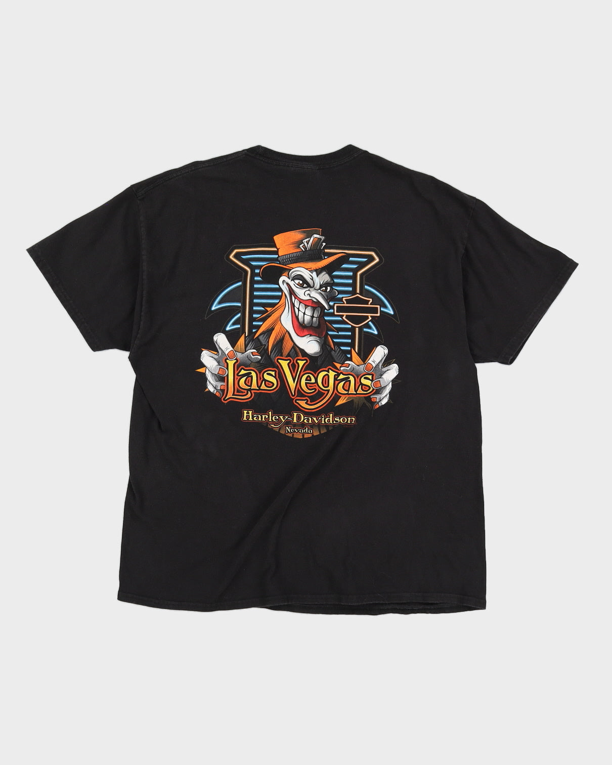 Harley Davidson Black Las Vegas Nevada Joker Printed T-Shirt - L