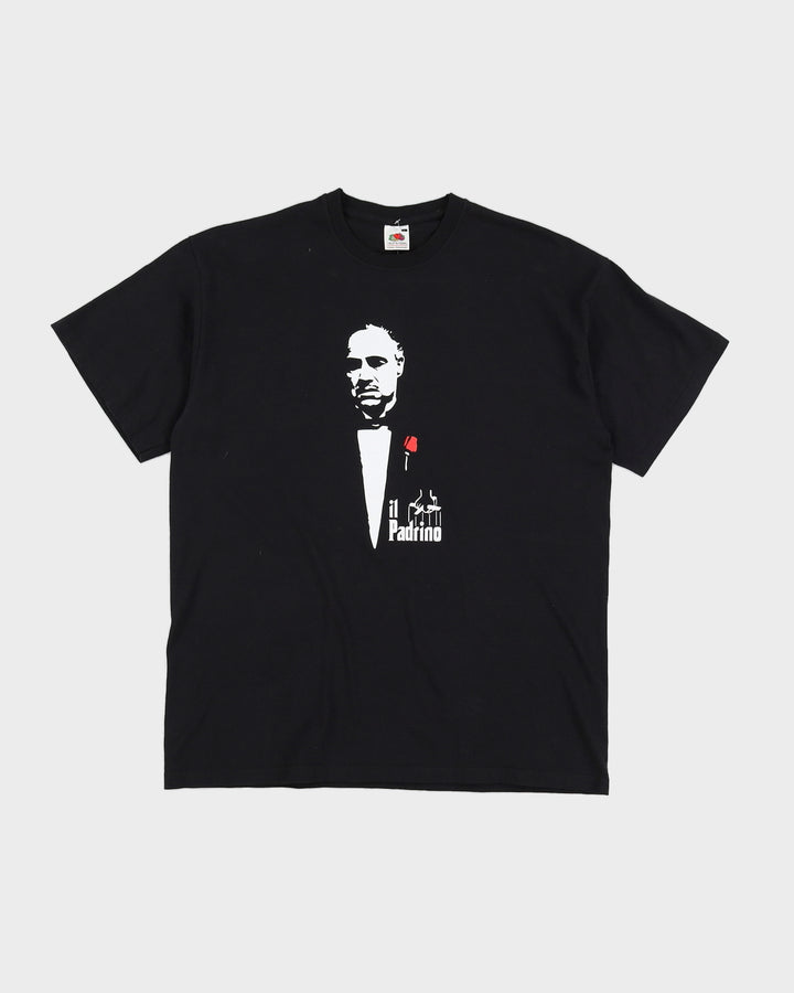 00s Fruit Of The Loom "Il Padrino" / "The Godfather" Black Single Stitch T-Shirt - M