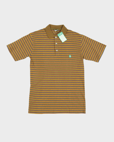 Vintage 70s Stripe Benetton Green & Yellow Polo Shirt - S