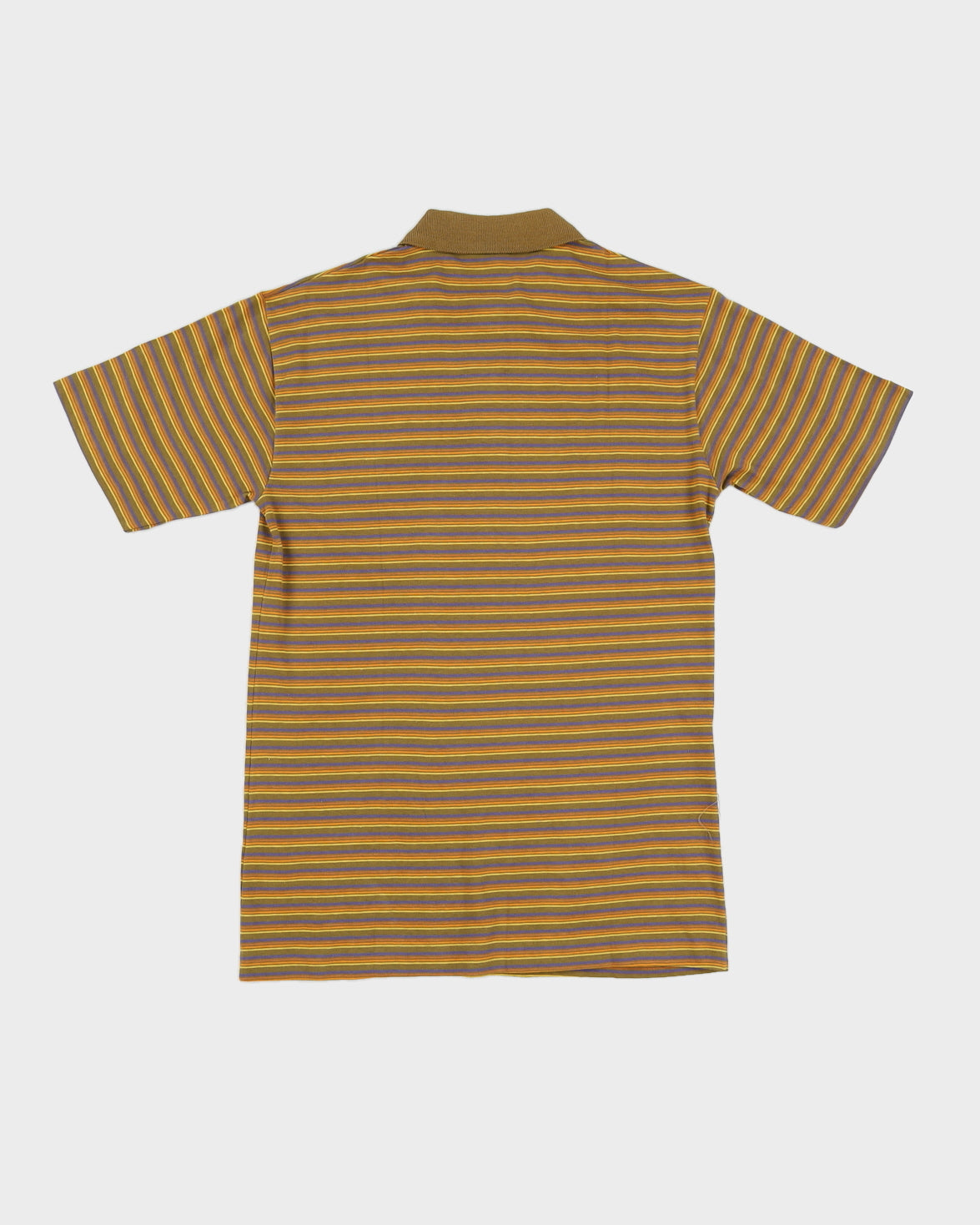 Vintage 70s Stripe Benetton Green &amp; Yellow Polo Shirt - S