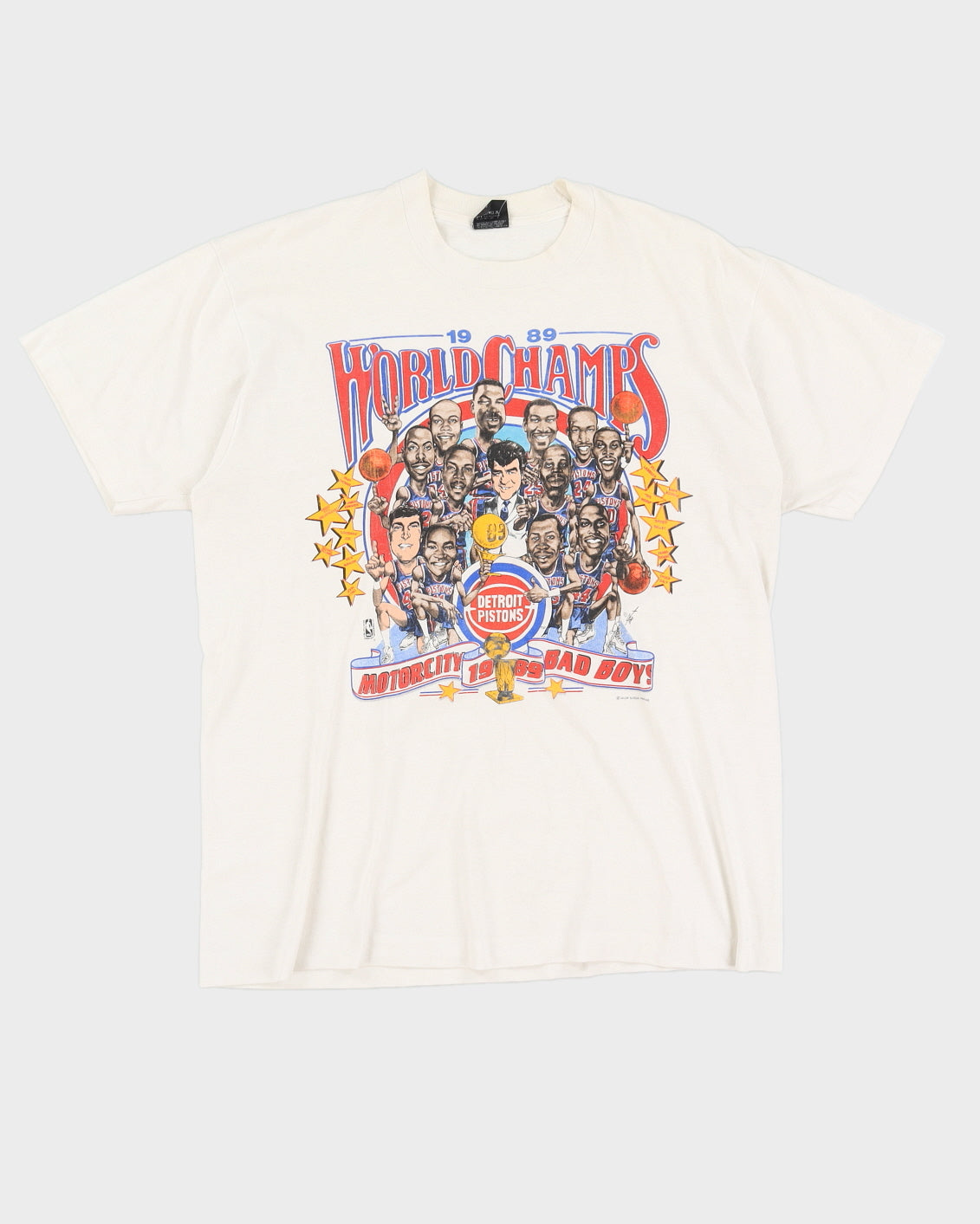 '1989 Detroit Pistons World Champs T-Shirt Single Stitch - L/XL