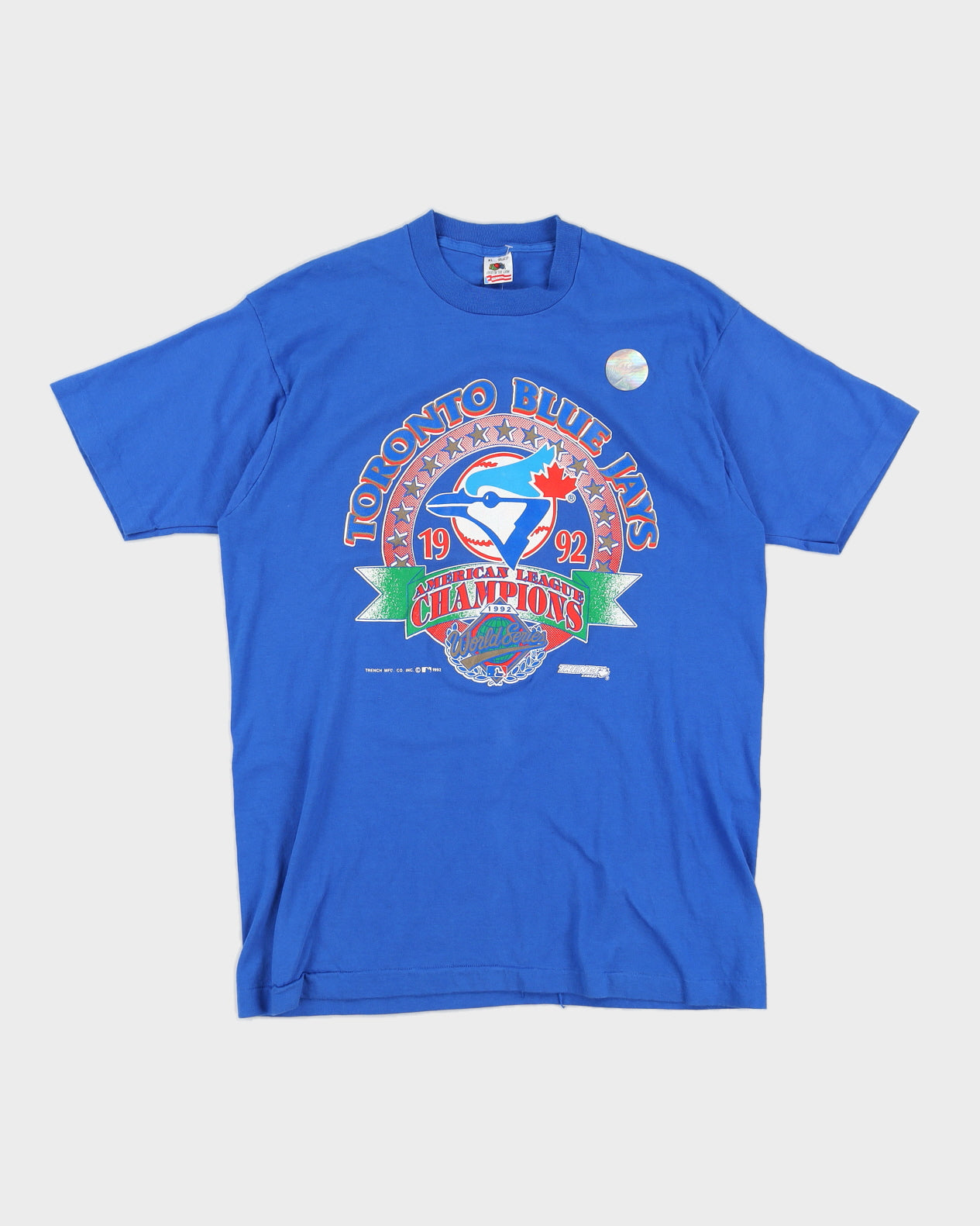 Vintage 1992 MLB Fruit Of The Loom Toronto Blue Jays World Series Blue Single Stitch T-Shirt - L
