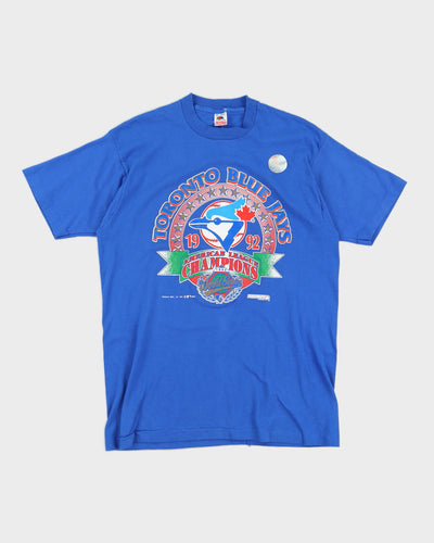 Vintage 1992 MLB Fruit Of The Loom Toronto Blue Jays World Series Blue Single Stitch T-Shirt - L