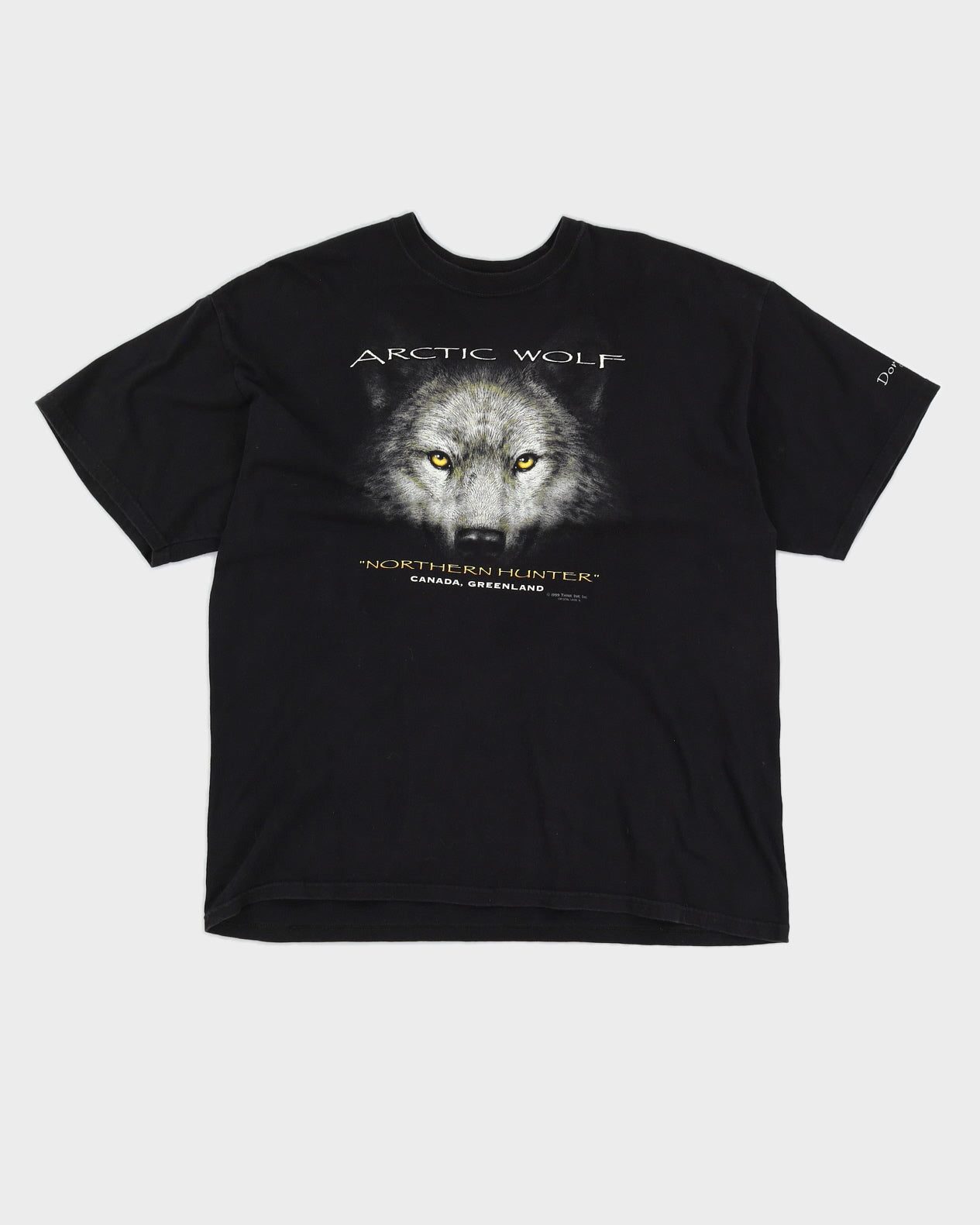 Vintage 1999 Think Inc. Arctic Wolf Black Printed T-Shirt - L