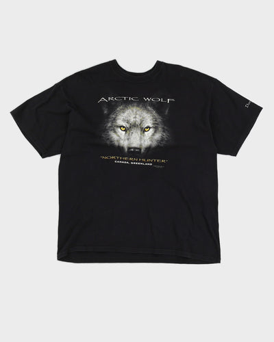 Vintage 1999 Think Inc. Arctic Wolf Black Printed T-Shirt - L