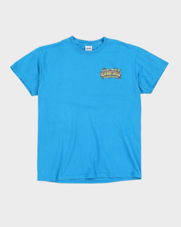 00s Seafood Grill Blue Printed T-Shirt - M
