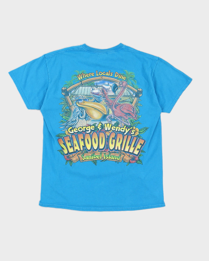 00s Seafood Grill Blue Printed T-Shirt - M