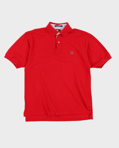 00s Y2K Tommy Hilfiger Red Polo Shirt - M