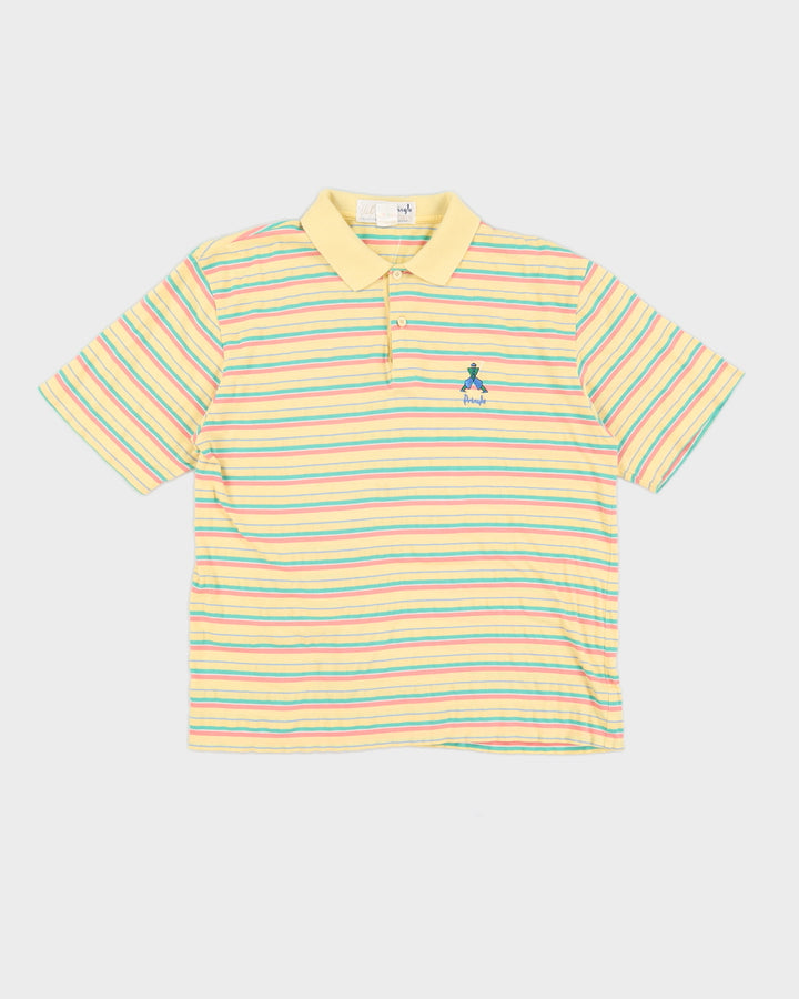 Vintage 90s Nick Faldo x Pringle Sports Stripe Polo Shirt - M