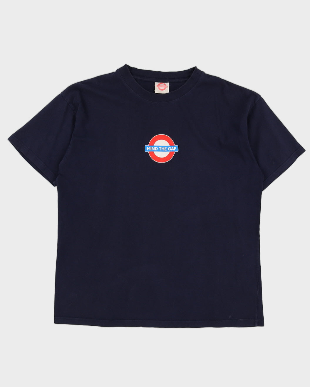 Vintage 90s London Underground Mind The Gap Navy T-Shirt - L/XL