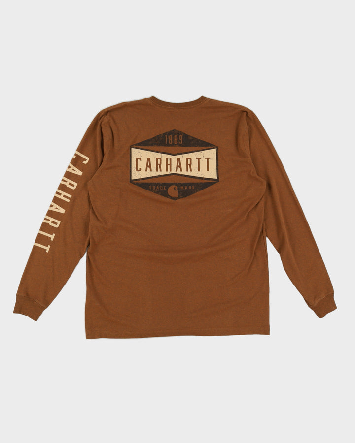 Dark Orange Carhartt Long Sleeved T-Shirt - XL