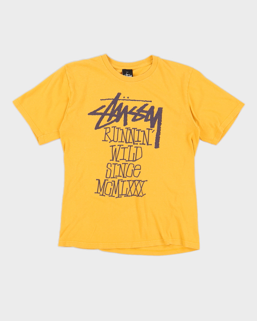 Stussy Yellow Runnin' Wild Since MCMLXXX T-Shirt - S