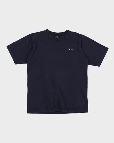 Vintage 00s Nike Navy Swoosh Embroidery T-Shirt - S