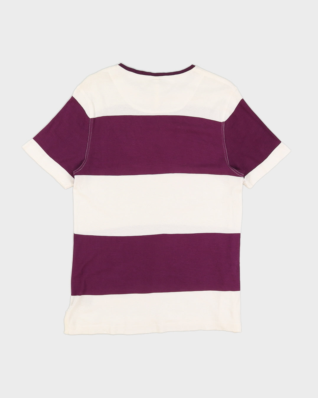 Burberry Purple & White Stripe Slim Fit T-Shirt - L