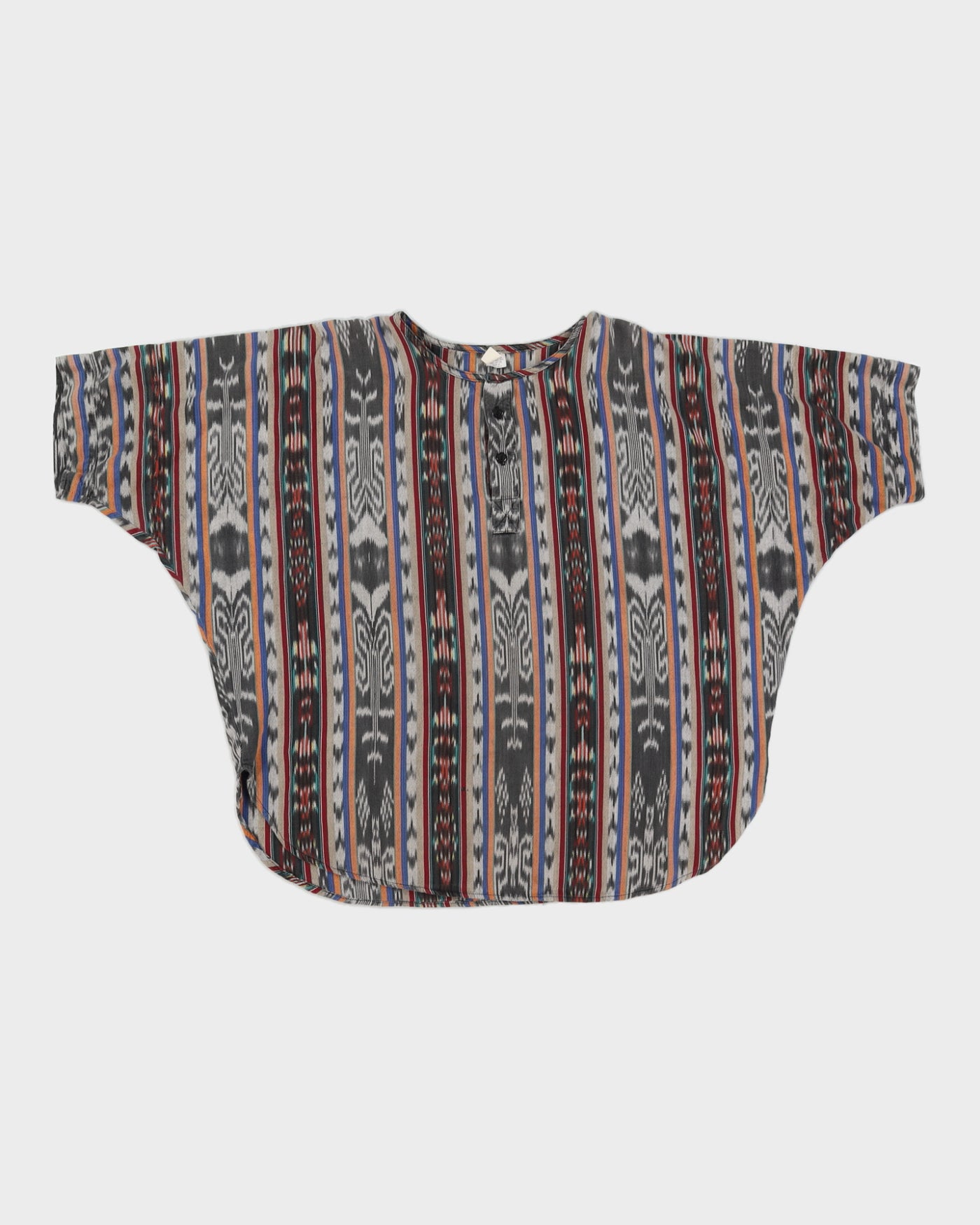 Printed 3 Quarter Button Poncho T-Shirt - XL