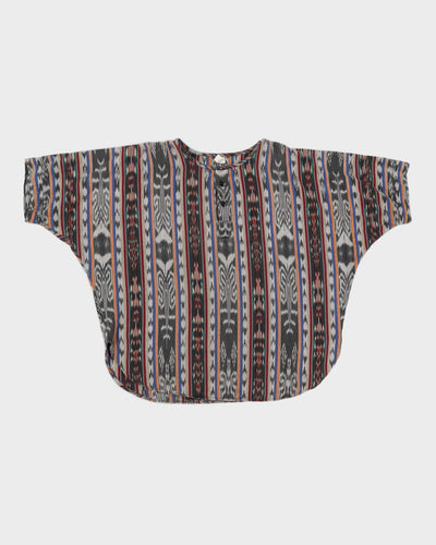 Printed 3 Quarter Button Poncho T-Shirt - XL