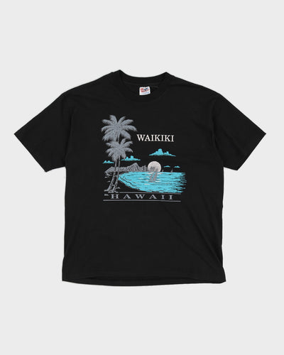 Black Hawaii Graphic Single Stitch T-Shirt - XL
