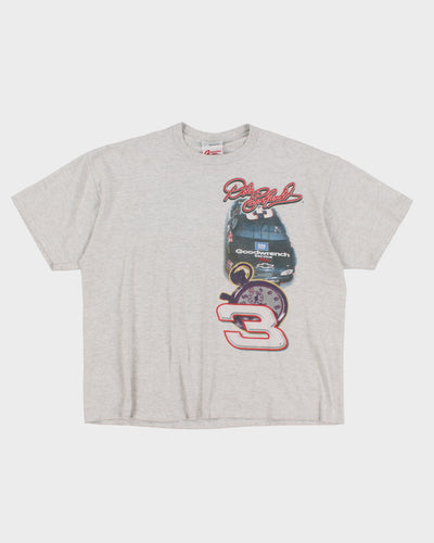 Vintage 90s Nascar Dale Earnhardt "Time Flies" Grey Printed T-Shirt - L