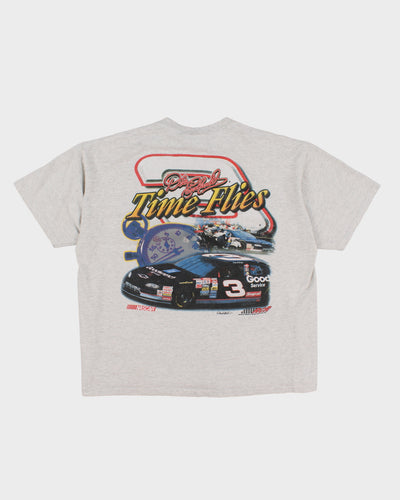 Vintage 90s Nascar Dale Earnhardt "Time Flies" Grey Printed T-Shirt - L