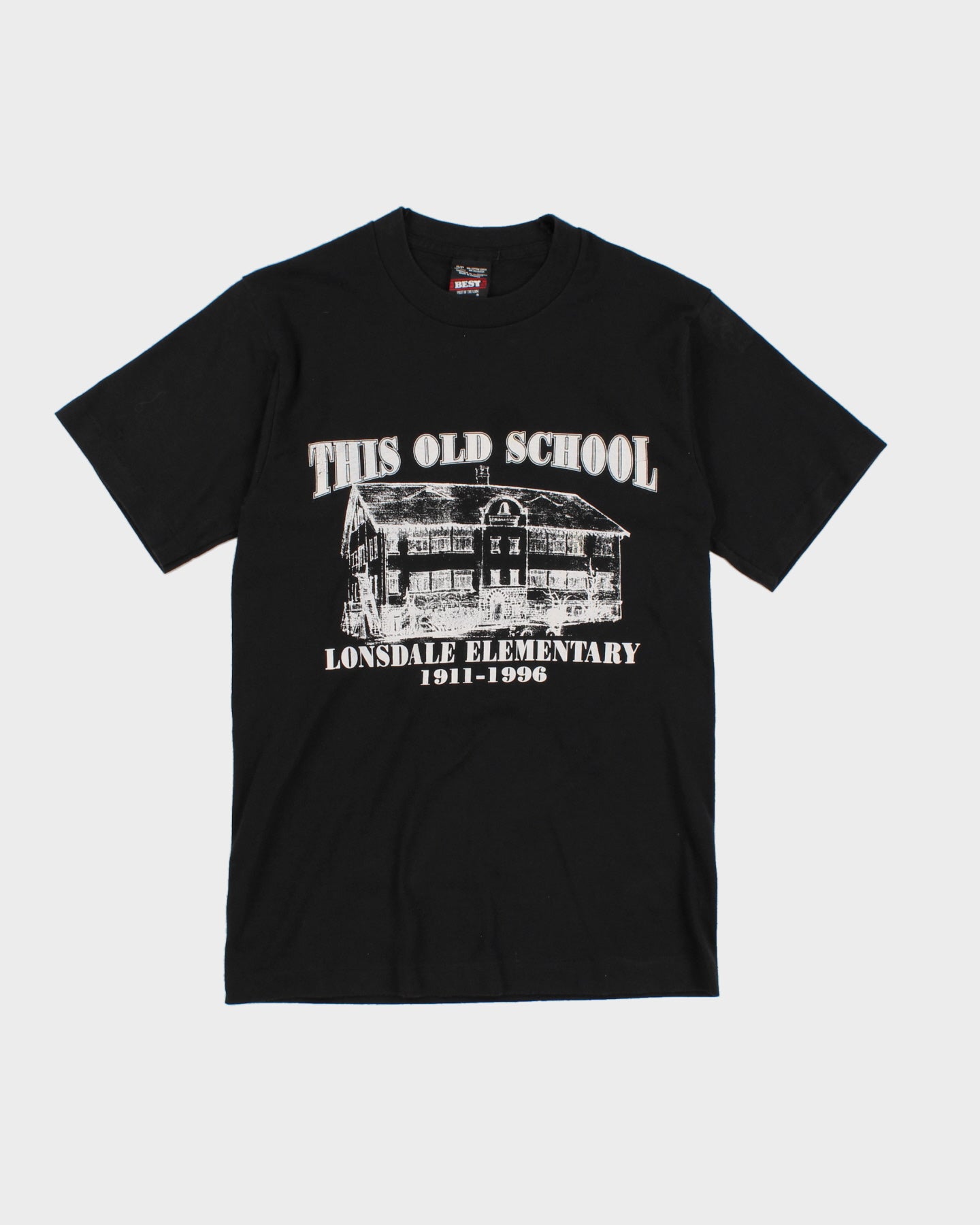 Vintage 90s Lonsdale Elementary "This Old School" Single Stitch Black T-Shirt - S