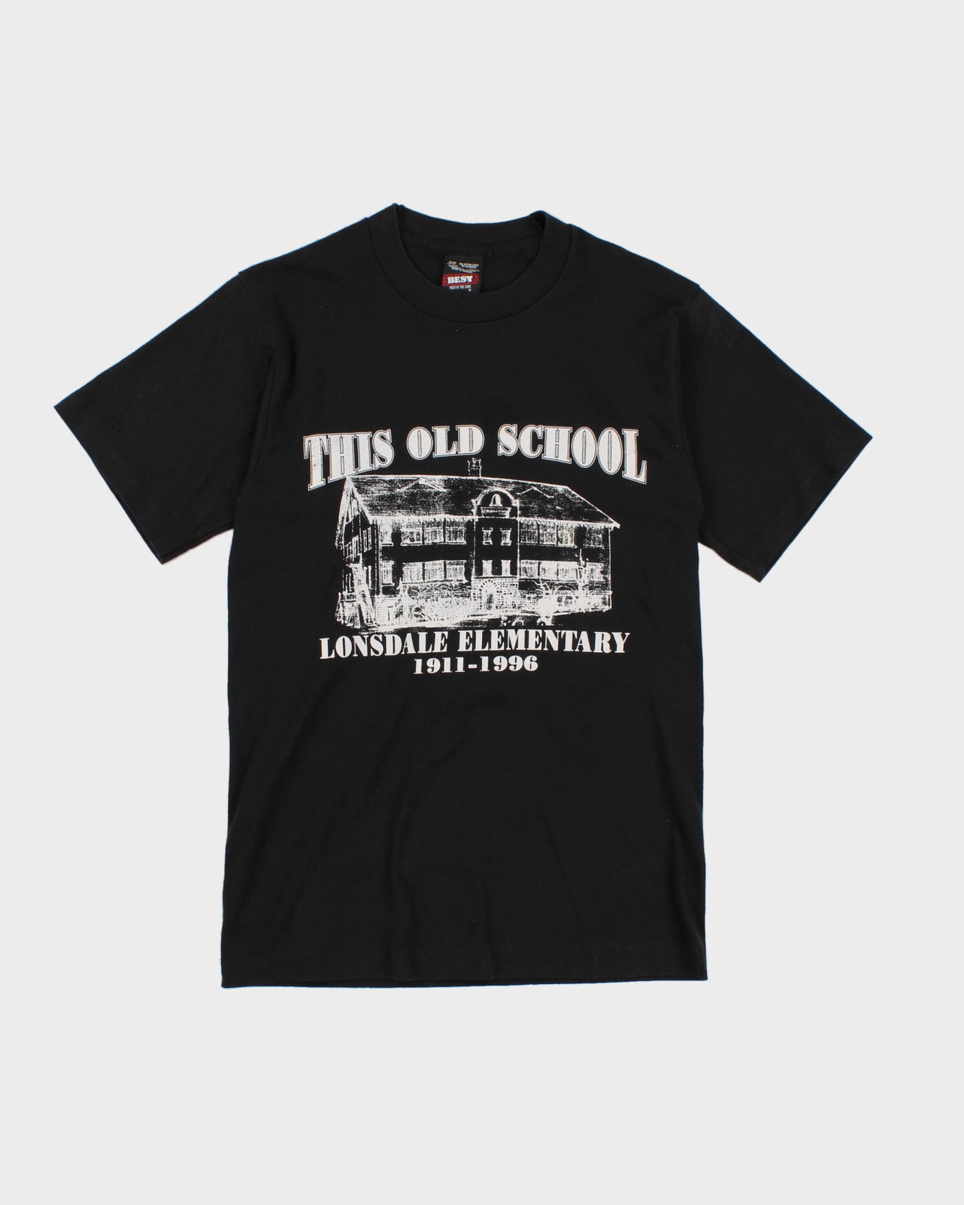 Vintage 90s Lonsdale Elementary "This Old School" Single Stitch Black T-Shirt - S