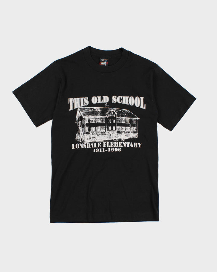Vintage 90s Lonsdale Elementary "This Old School" Single Stitch Black T-Shirt - S
