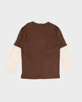Y2K 00s Tommy Hilfiger Brown Printed LS T-Shirt - L/XL