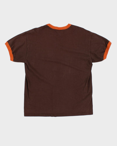 Gildan Orange Hemmed Brown T-Shirt - L