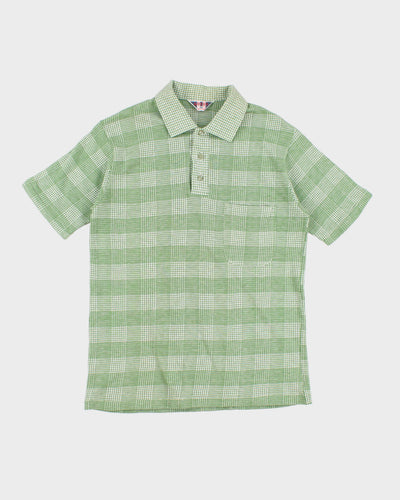 Vintage 50s Green Check Short Sleeved Polo - M