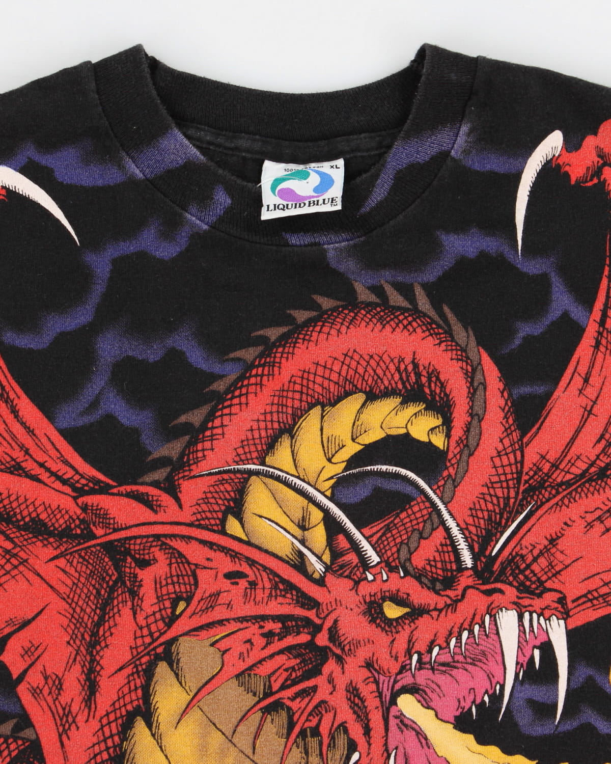 Vintage 90s Liquid Blue Dragon All Over Print T-Shirt - XL – Rokit