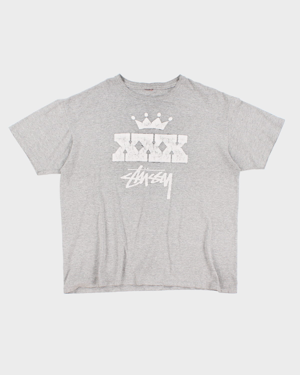 Distressed 90's Stussy Print T-Shirt - XL