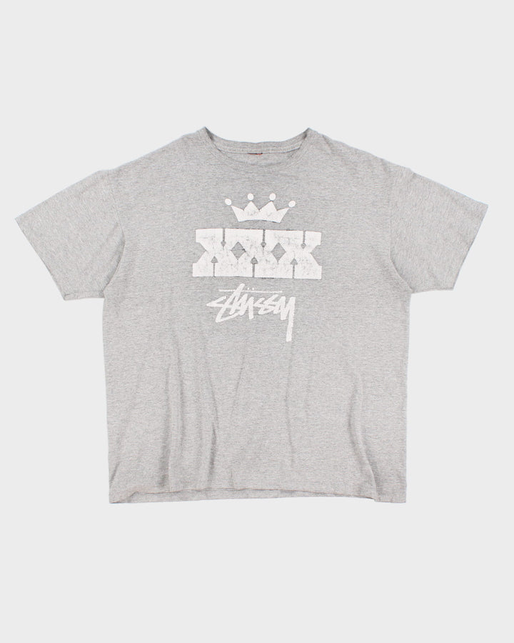 Distressed 90's Stussy Print T-Shirt - XL
