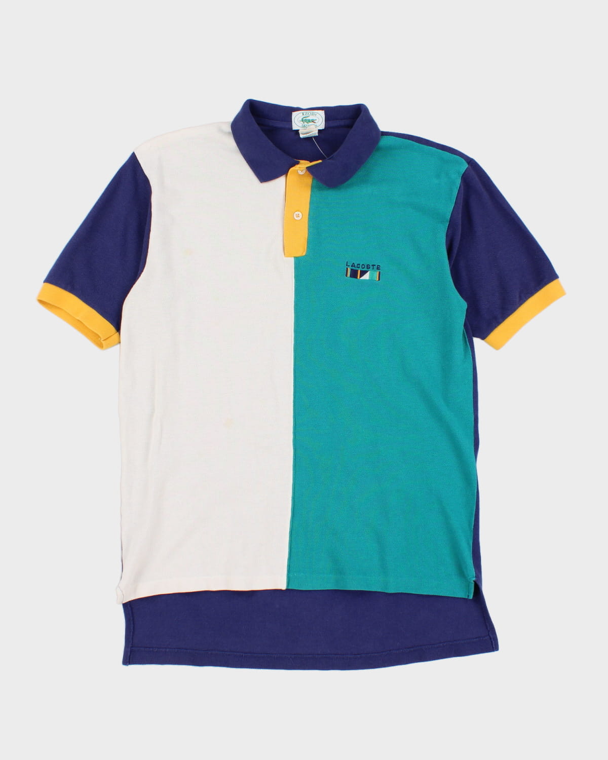 Vintage 80s Lacoste Colour Block Polo Shirt - S