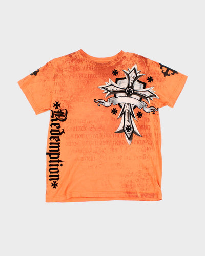 Y2K 00s Raw State Premium Orange T-Shirt - M