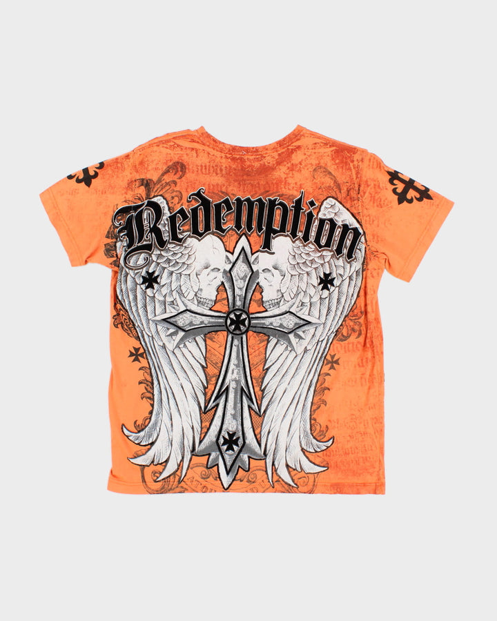 Y2K 00s Raw State Premium Orange T-Shirt - M
