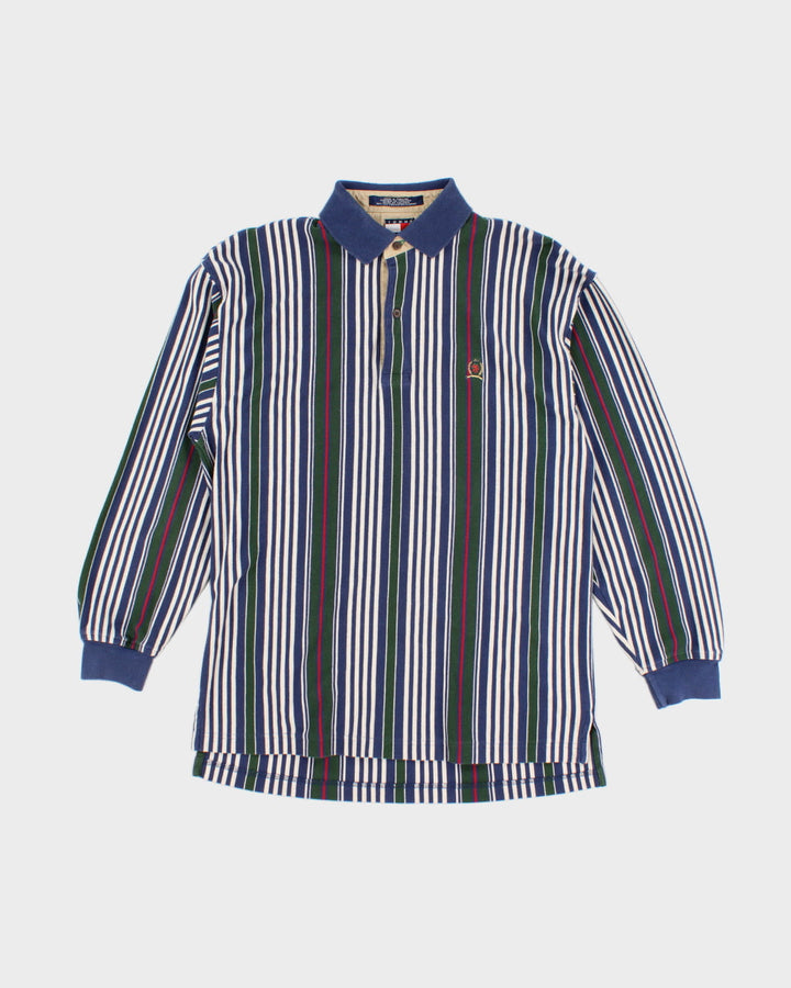 Vintage 90s Tommy Hilfiger Striped Long Sleeve Polo Shirt - M
