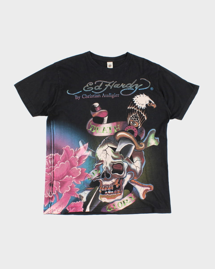 Y2K 00s Ed Hardy Death Or Glory Print T-Shirt - XL