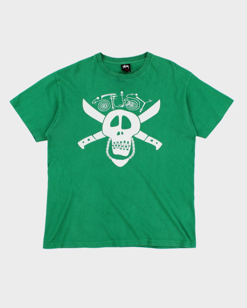 Vintage 00s Stussy Skull Printed T-Shirt - L