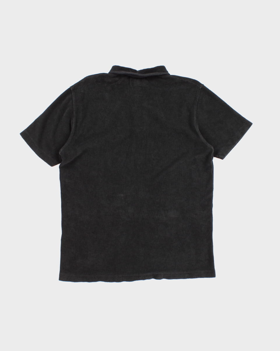 Nudie Jeans Black Towelling Quarter Zip T-Shirt - L